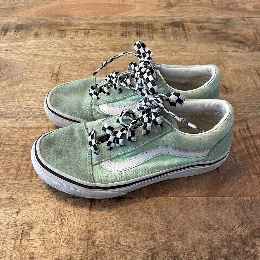 Vans Old Skool Green White Suede/Canvas Sneakers 1